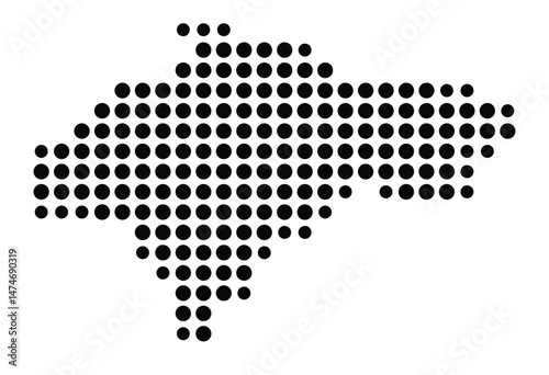 Symbol Map of the city Hüttenberg (Hessen, Germany) showing the city with a pattern of just a few black dots