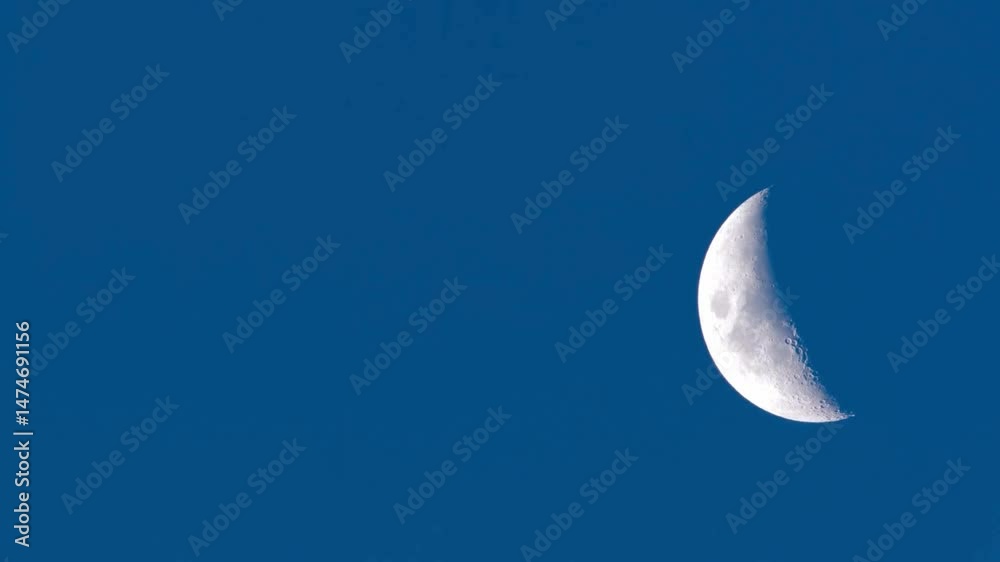 Daytime Crescent Moon in Deep Blue Sky Daytime Crescent Moon in Deep Blue Sky