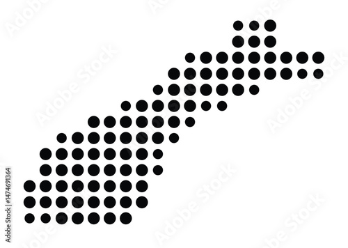 Symbol Map of the city Nauheim (Hessen, Germany) showing the city with a pattern of just a few black dots