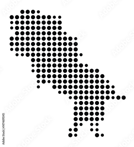 Symbol Map of the city Mörlenbach (Hessen, Germany) showing the city with a pattern of just a few black dots
