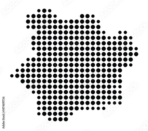 Symbol Map of the city Nidderau (Hessen, Germany) showing the city with a pattern of just a few black dots