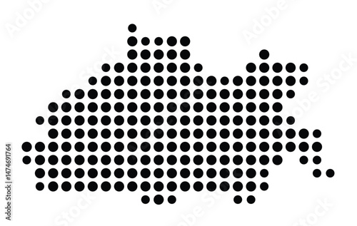 Symbol Map of the city Niedernhausen (Hessen, Germany) showing the city with a pattern of just a few black dots
