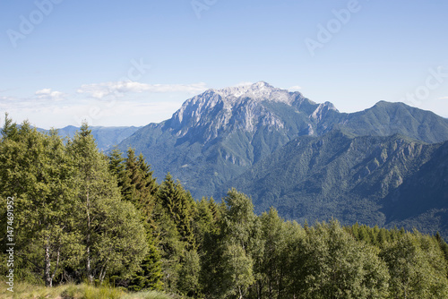 Mountain named “Grigna”.
Panoramic view on mountain named “Grigna” from a location named: “Alpe Giumello”.

