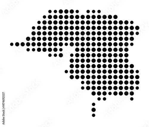 Symbol Map of the city Rosbach v.d.Höhe (Hessen, Germany) showing the city with a pattern of just a few black dots