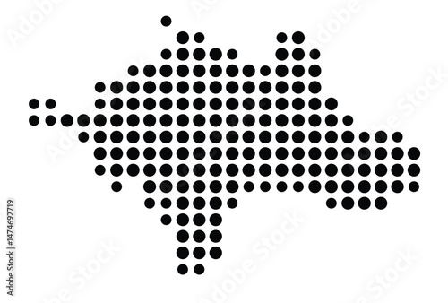 Symbol Map of the city Schauenburg (Hessen, Germany) showing the city with a pattern of just a few black dots