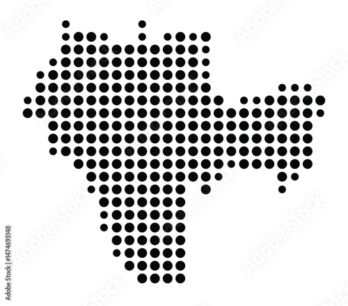 Symbol Map of the city Seligenstadt (Hessen, Germany) showing the city with a pattern of just a few black dots