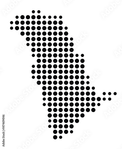 Symbol Map of the city Böhl-Iggelheim (Rheinland-Pfalz, Germany) showing the city with a pattern of just a few black dots
