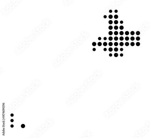 Symbol Map of the city Grünstadt (Rheinland-Pfalz, Germany) showing the city with a pattern of just a few black dots