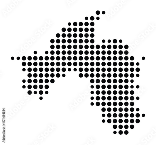 Symbol Map of the city Konz (Rheinland-Pfalz, Germany) showing the city with a pattern of just a few black dots