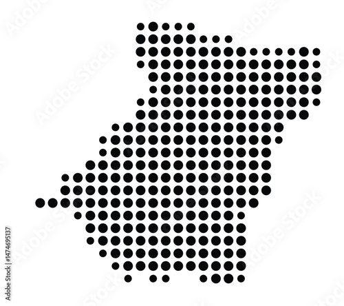 Symbol Map of the city Sinzig (Rheinland-Pfalz, Germany) showing the city with a pattern of just a few black dots