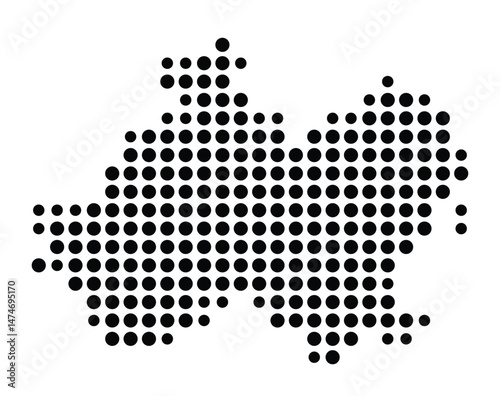 Symbol Map of the city Wittlich (Rheinland-Pfalz, Germany) showing the city with a pattern of just a few black dots