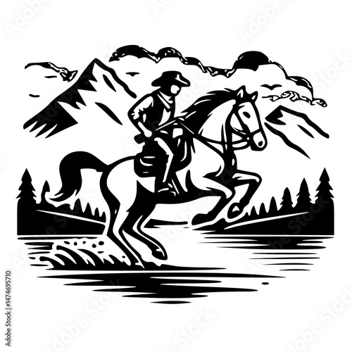 Wallpaper Mural cowboy ride horse  Torontodigital.ca