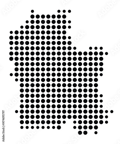 Symbol Map of the city Bad Mergentheim (Baden-Württemberg, Germany) showing the city with a pattern of just a few black dots