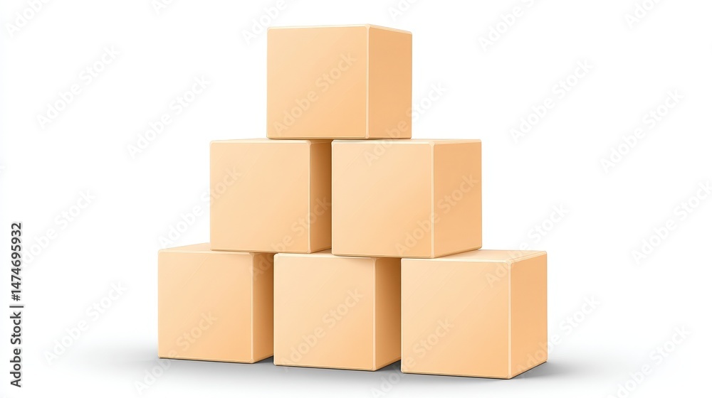 Obraz premium Stacked Orange Geometric Cubes on a Plain White Background for Creative Design Projects