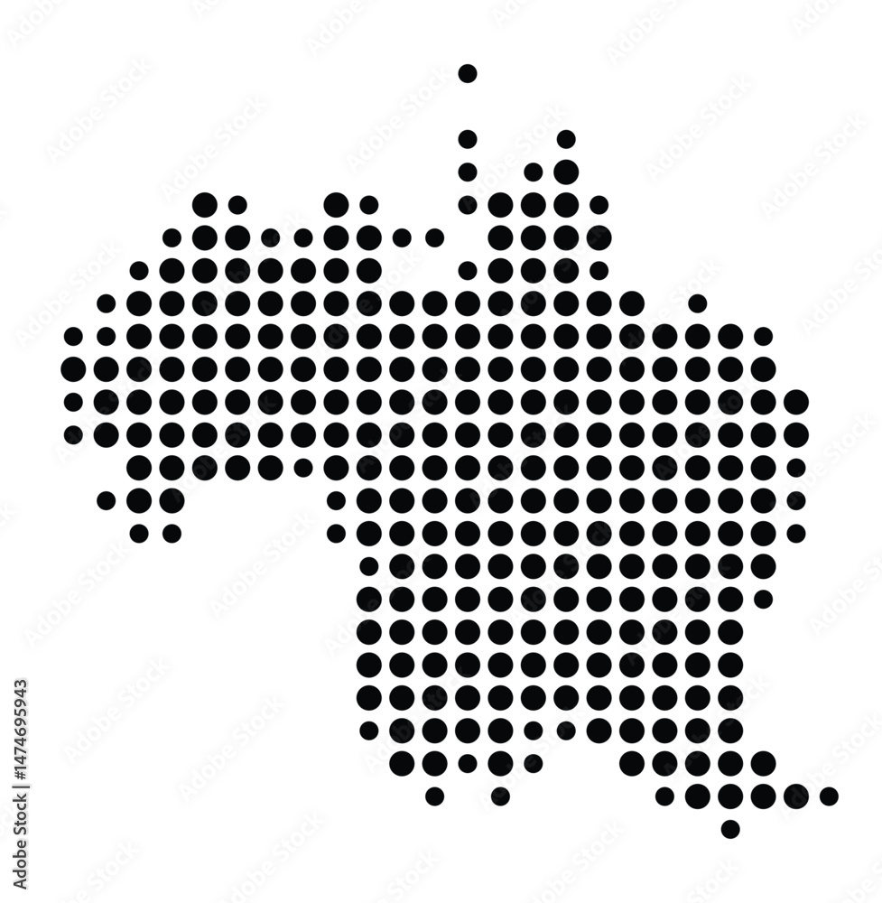 Symbol Map of the city Bad Urach (Baden-Württemberg, Germany) showing the city with a pattern of just a few black dots Symbol Map of the city Bad Urach (Baden-Württemberg, Germany) showing the city with a pattern of just a few black dots