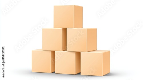 Stacked Orange Geometric Cubes on a Plain White Background for Creative Design Projects