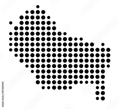 Symbol Map of the city Denzlingen (Baden-Württemberg, Germany) showing the city with a pattern of just a few black dots
