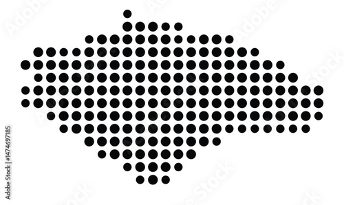 Symbol Map of the city Durmersheim (Baden-Württemberg, Germany) showing the city with a pattern of just a few black dots