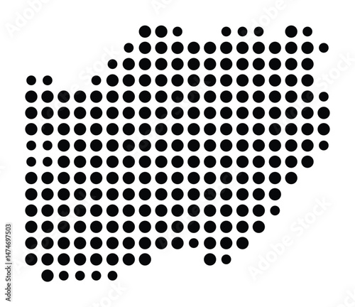 Symbol Map of the city Endingen am Kaiserstuhl (Baden-Württemberg, Germany) showing the city with a pattern of just a few black dots