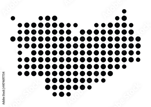 Symbol Map of the city Freiberg am Neckar (Baden-Württemberg, Germany) showing the city with a pattern of just a few black dots