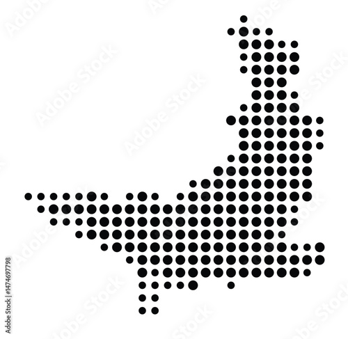 Symbol Map of the city Freudenstadt (Baden-Württemberg, Germany) showing the city with a pattern of just a few black dots