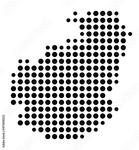 Symbol Map of the city Graben-Neudorf (Baden-Württemberg, Germany) showing the city with a pattern of just a few black dots