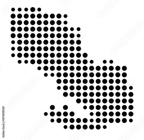 Symbol Map of the city Gundelfingen (Baden-Württemberg, Germany) showing the city with a pattern of just a few black dots