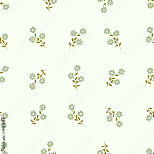 Seamless floral pattern. Idea for fabric, tablecloth pattern, wrapping paper, gift paper. Print ditsy. Motives are scattered randomly. Flower pattern background. cute pattern.