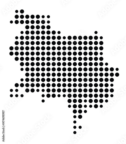 Symbol Map of the city Isny im Allgäu (Baden-Württemberg, Germany) showing the city with a pattern of just a few black dots