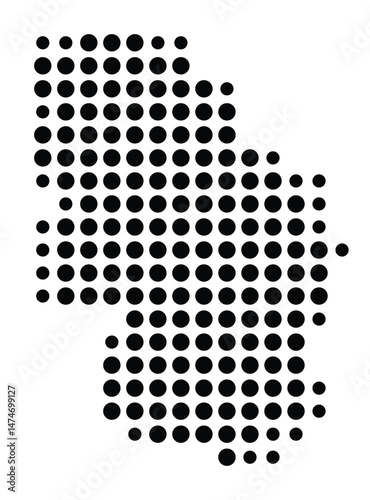 Symbol Map of the city Kernen im Remstal (Baden-Württemberg, Germany) showing the city with a pattern of just a few black dots