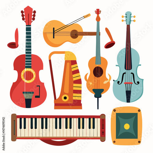 Six instrumental  instrument isolated on white background