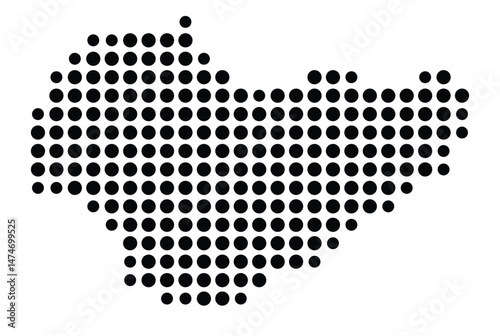 Symbol Map of the city Kraichtal (Baden-Württemberg, Germany) showing the city with a pattern of just a few black dots