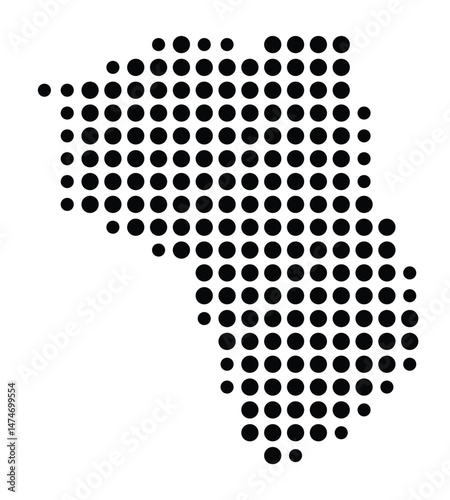 Symbol Map of the city Ladenburg (Baden-Württemberg, Germany) showing the city with a pattern of just a few black dots