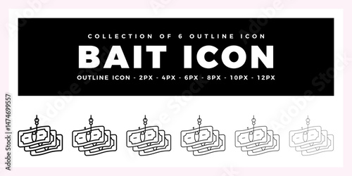 Pack of 6 Outline Vector Bait icon