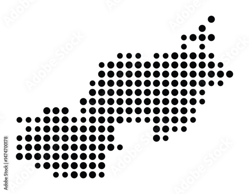 Symbol Map of the city Markdorf (Baden-Württemberg, Germany) showing the city with a pattern of just a few black dots