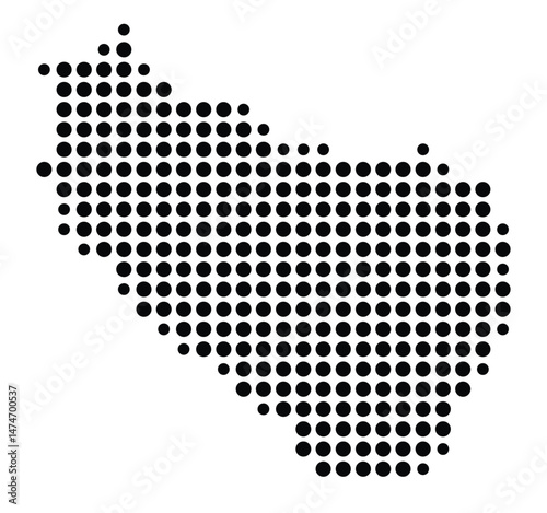 Symbol Map of the city Meßstetten (Baden-Württemberg, Germany) showing the city with a pattern of just a few black dots