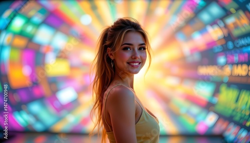 bokeh, pastel lemon, vivid radiance, soft focus, aerial perspective, cheerful, abstract, blurred led screen, morning light, confident, vibrant, design element.