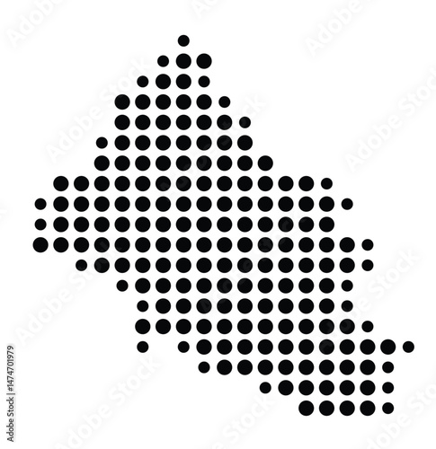 Symbol Map of the city Plochingen (Baden-Württemberg, Germany) showing the city with a pattern of just a few black dots