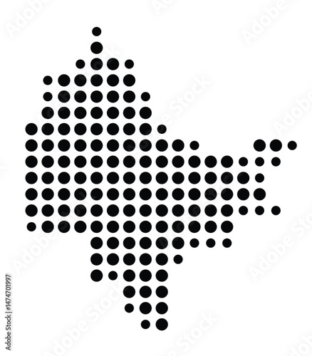 Symbol Map of the city Remshalden (Baden-Württemberg, Germany) showing the city with a pattern of just a few black dots