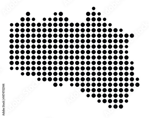 Symbol Map of the city Rheinstetten (Baden-Württemberg, Germany) showing the city with a pattern of just a few black dots