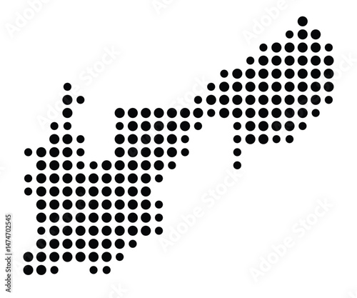Symbol Map of the city Schopfheim (Baden-Württemberg, Germany) showing the city with a pattern of just a few black dots