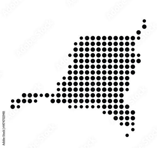 Symbol Map of the city Spaichingen (Baden-Württemberg, Germany) showing the city with a pattern of just a few black dots