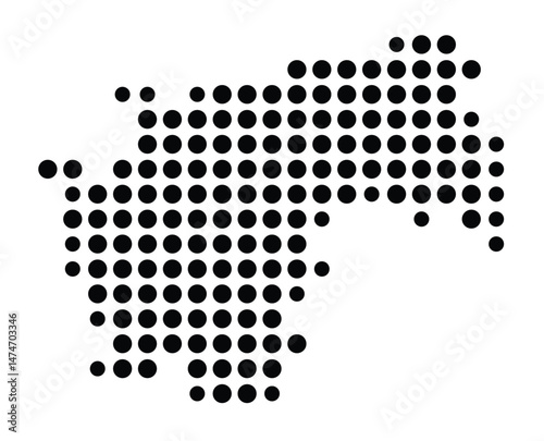 Symbol Map of the city Süßen (Baden-Württemberg, Germany) showing the city with a pattern of just a few black dots