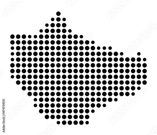 Symbol Map of the city Weingarten (Baden) (Baden-Württemberg, Germany) showing the city with a pattern of just a few black dots