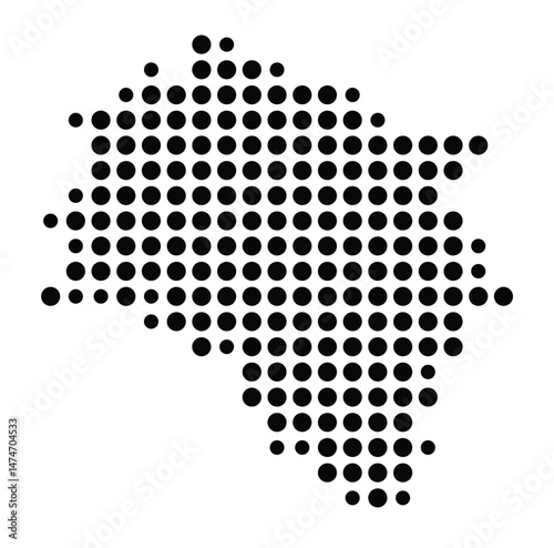 Symbol Map of the city Wernau (Neckar) (Baden-Württemberg, Germany) showing the city with a pattern of just a few black dots