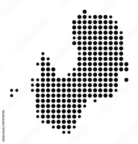 Symbol Map of the city Willstätt (Baden-Württemberg, Germany) showing the city with a pattern of just a few black dots