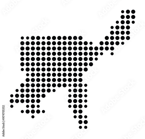 Symbol Map of the city Bad Reichenhall (Bayern, Germany) showing the city with a pattern of just a few black dots