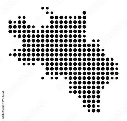 Symbol Map of the city Bad Kissingen (Bayern, Germany) showing the city with a pattern of just a few black dots