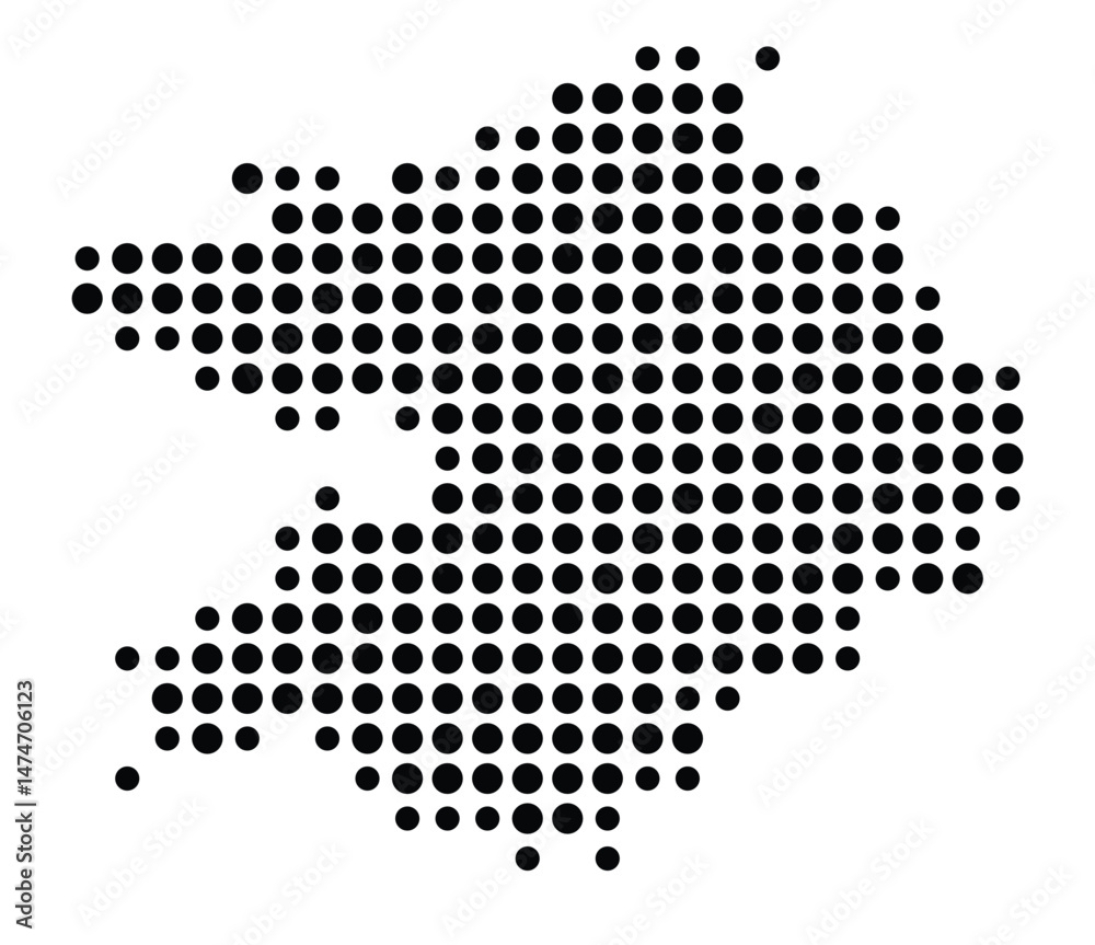 Symbol Map of the city Burgthann (Bayern, Germany) showing the city with a pattern of just a few black dots
