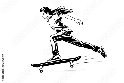 Skateboard Trick Silhouette Vector Set"